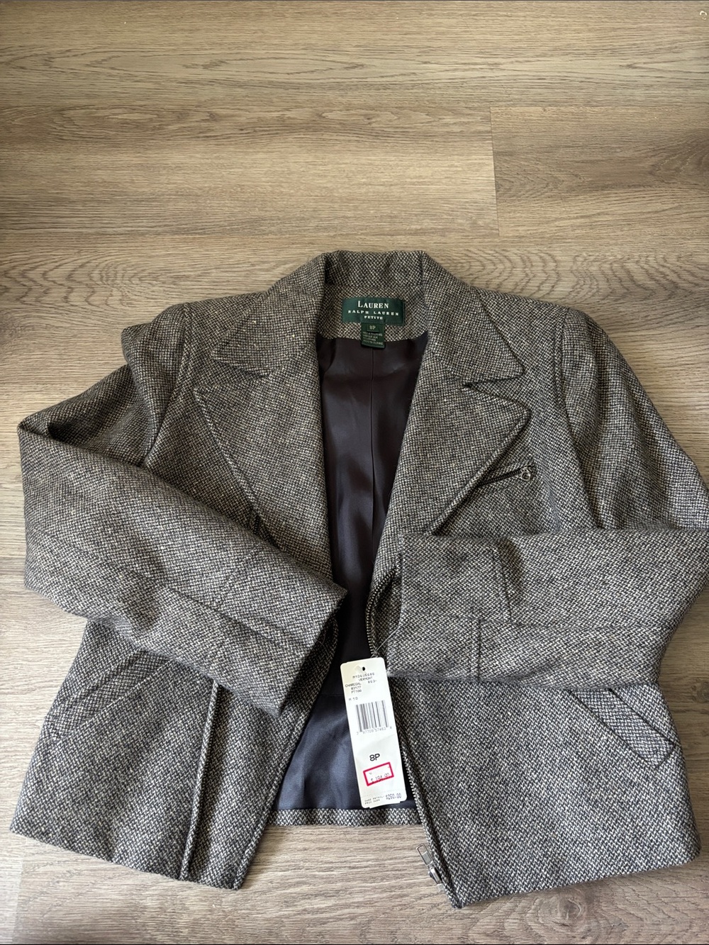 Lauren Ralph Lauren Gray Herringbone Shirt Jacket